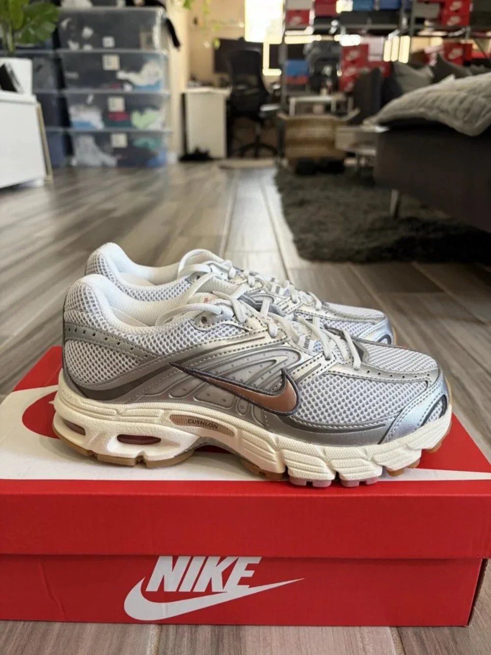 Women's Nike Air Max Moto 2K Shoes - White Metallic Silver Red Bronze IQ0365-100